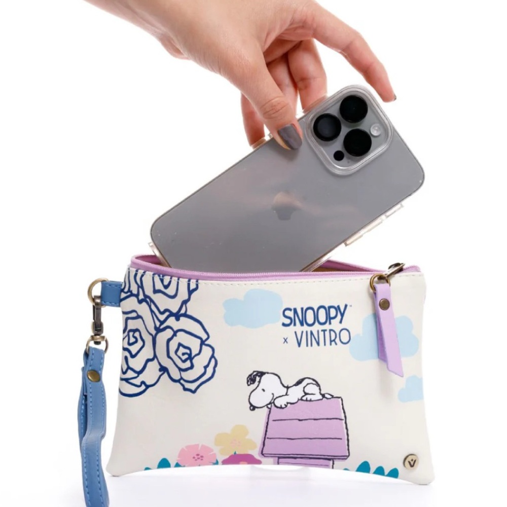 Peanuts Woodstock Lavender Wristlet makeup bag